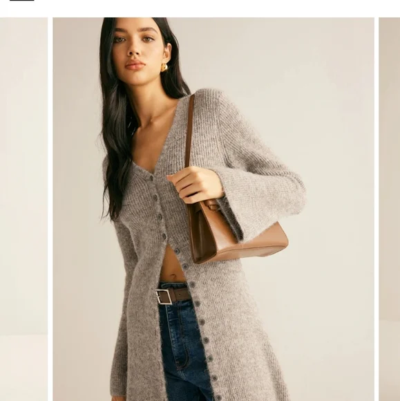 Commense Stacking V-Neck Split Breasted Sweater Dress - Picture 7 of 9